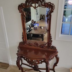 Hand Curved Console Table With Mirror 
