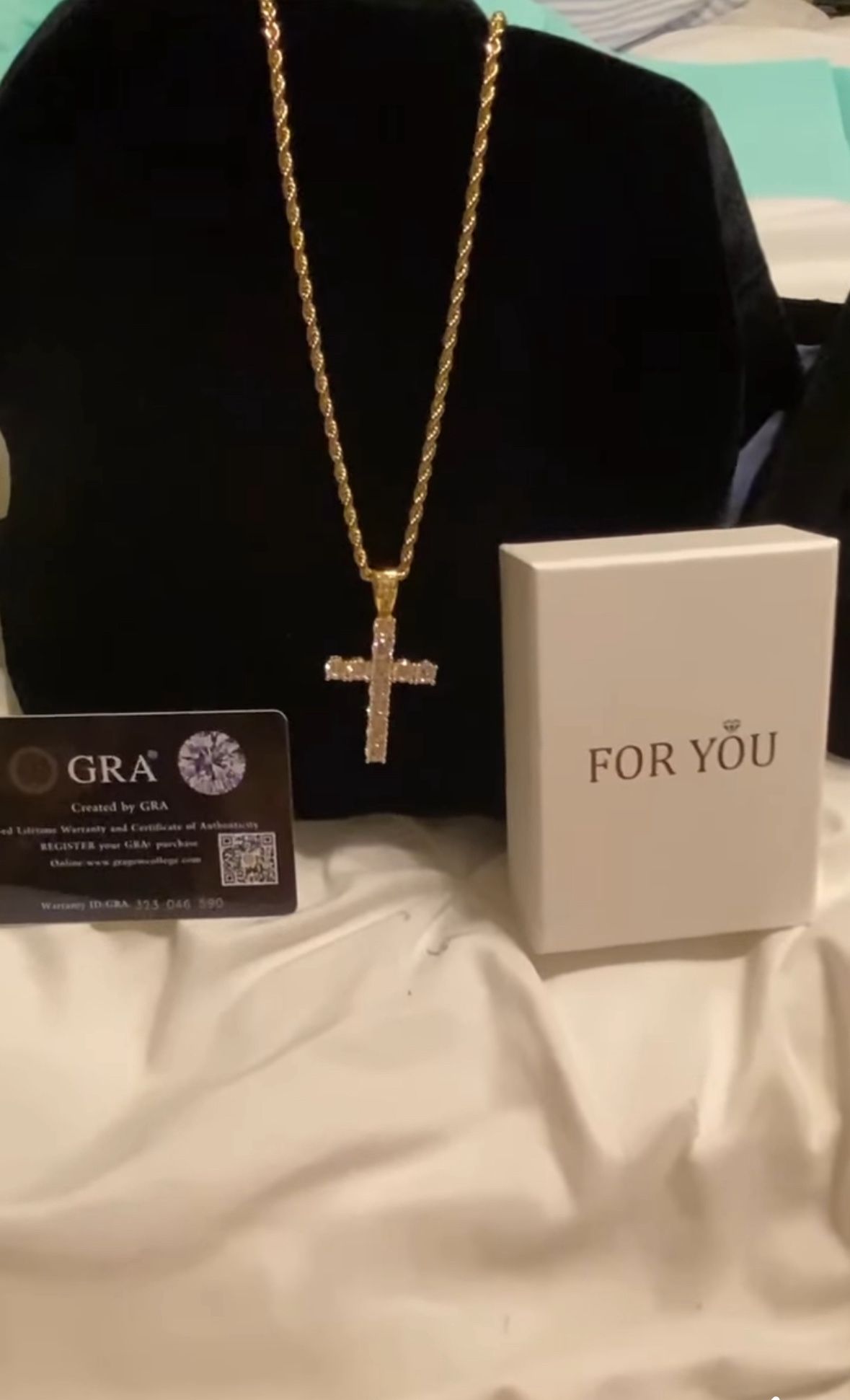 GRA Authenticity S925 5mm*11 Carat Moissanite +23.62 inch Cross PendantTwisted Chain. NEW Cash Only