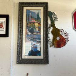 Framed Picture And Metal guitar wall art