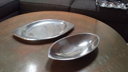 2* Vintage Nambe pewter dishes serving tray