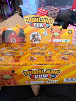 Highland Cow Squishy Toy Display Box Set