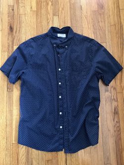 Old Navy , Blue Polkadot Casual Dress Shirt, Large