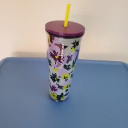 Starbucks Pansy Lilac Purple Floral Cold Cup Tumbler Venti 24oz