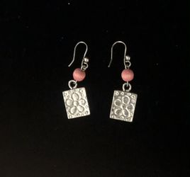 NWT Vintage Red Bead/Silver Charm Earrings