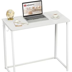 WOHOMO Folding Desk, 31.5" Small Desk for Small Spaces, Easy Assemble Foldable Computer Desk for Laptop, Mini Portable Working Table Narrow Wooden Wri