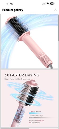 TYMO 4.0 Hair Blow Dryer Brush - Lightweight 3X Faster Drying 5-in-1 Ionic Blowout Hair Dryer Brush Adds Shine, Volume & Fullness for Smooth, Anti-Fri