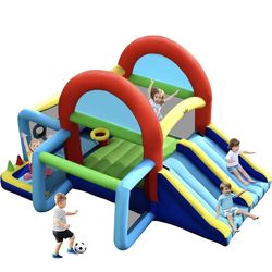 New in Box 8 in 1 Inflatable Bounce House, Bouncy House with Ball Pit for Kids Indoor Outdoor Party Family Fun