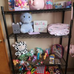 Metal Shelf With Toddler Toys 