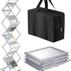 Tatuo 7 Slot Portable Foldable Aluminum Magazine Rack w/ Carrying Bag (Gray)