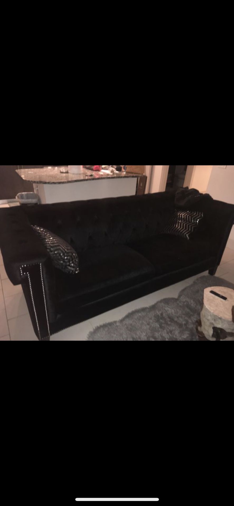 Black Velvet Glamour Style Couch