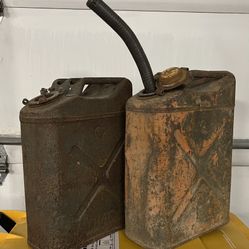 2 WWII Jerry Cans Gas Cans 5 Gallons Includes One Spout Price Is For Both