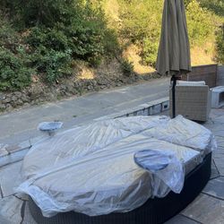 Outdoor Lounge double Chaise Lounge With Umbrella 
