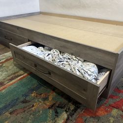 Twin Bed Frame With 2 Large Drawers