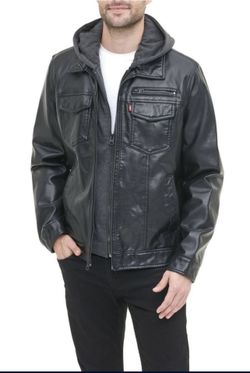 Levi’s Faux Leather Sherpa Lined Trucker with Hood
