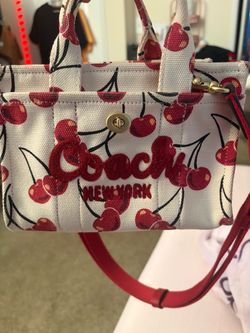 Coach New York Cherry Print Mini Canvas Tote