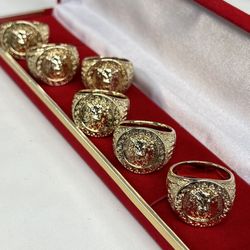 14k Premium Gold Plated Heavy Man Lion Head Ring 