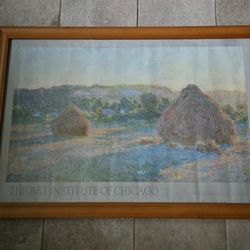 Claude Monet End of Summer Grain Stacks Poster Art Institite of Chicago 28x39" Framed Vtg HTF