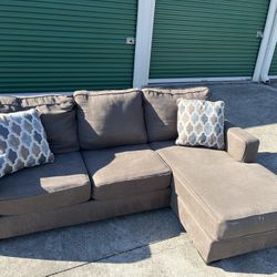 Brown Sectional With Reversible Chaise. Free Delivery!