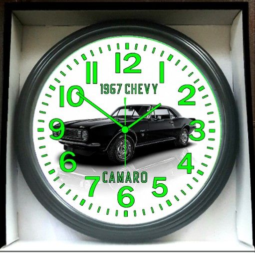 1967 Chevy Chevrolet Camaro Glow In The Dark Wall Clock New!