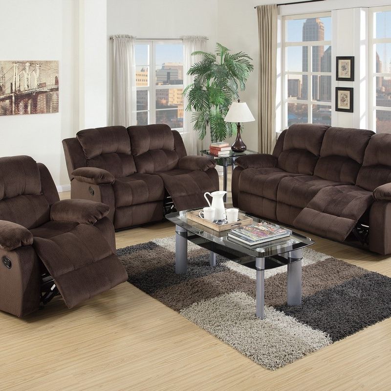 Chocolate Recliner Sofa & Recliner Loveseat 