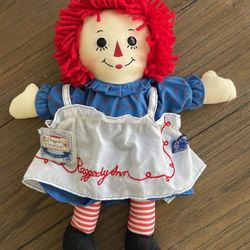 Applause Raggedy Ann Doll Embroidered Dress & I Love You Heart Floral Blue 2006