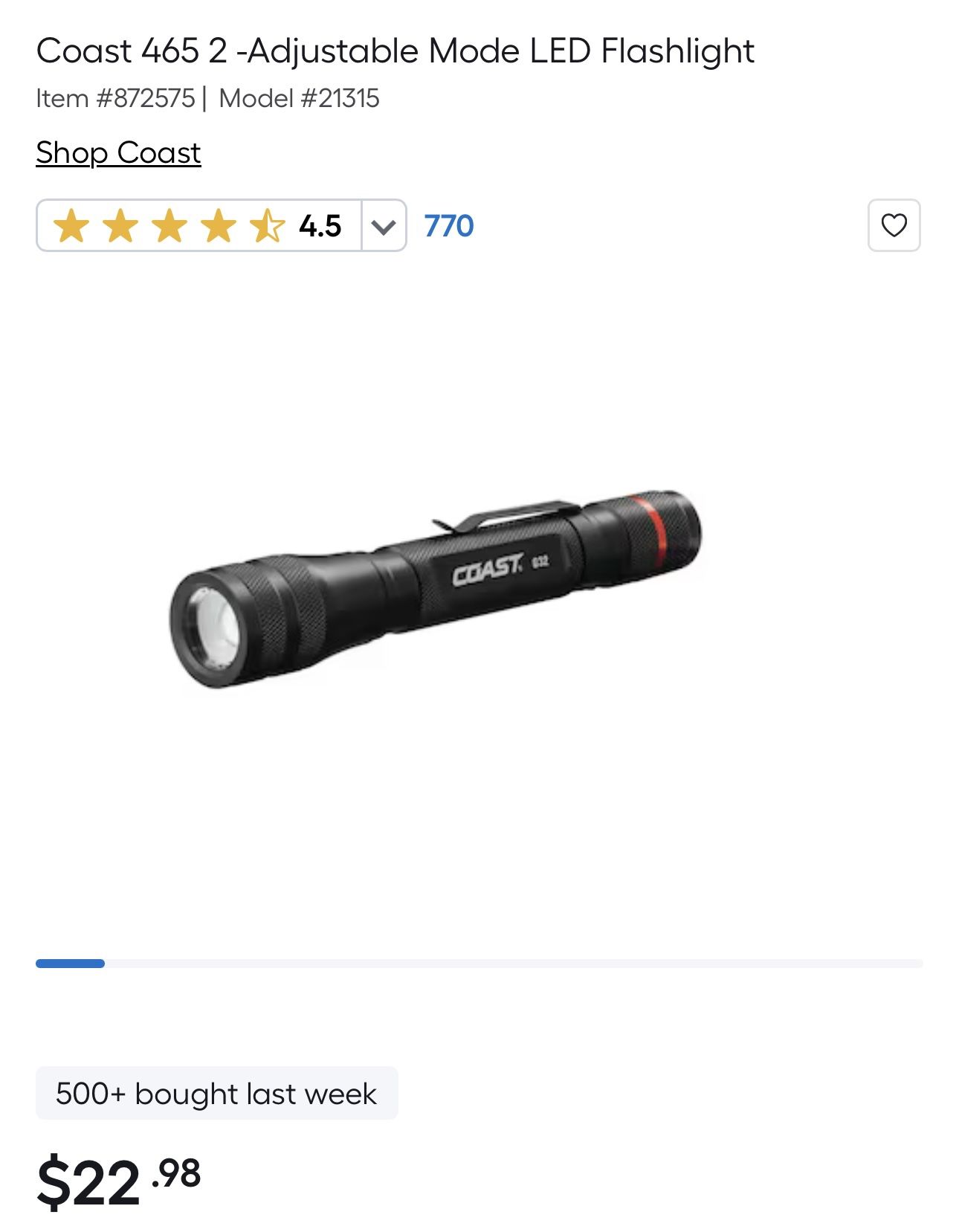 Brand new coast g32 465 lumen flashlight