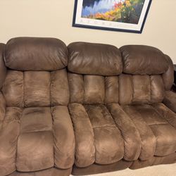 3-seat Brown Recliner Couch