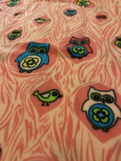 Pink Owl Fleece Fabric