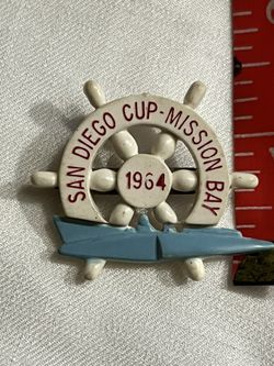 Vintage 1964 San Diego Cup Mission Bay Hydro Boat Race Celluloid Souvenir Pin