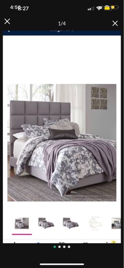 Gray Upholstered Tufted Panel Bed Frame