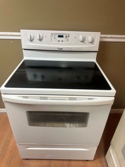 White glass top stove
