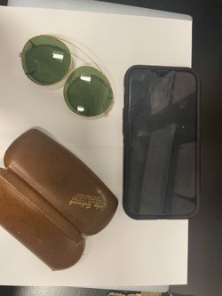 Vintage clip on sunglasses and case