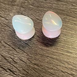 Opal Oval Glass Ear Plugs
