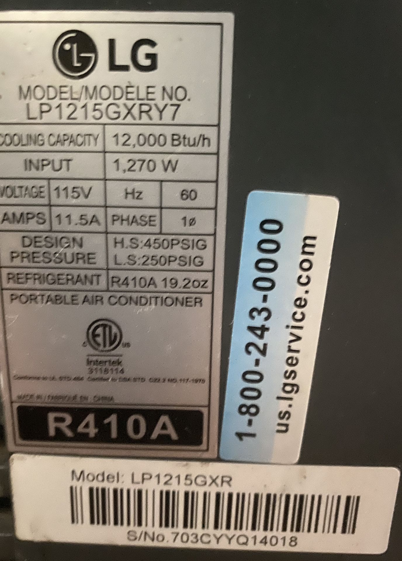 LG Portable Air Conditioner LP1215GXR 12,000. BTU for Sale in Sandy, OR