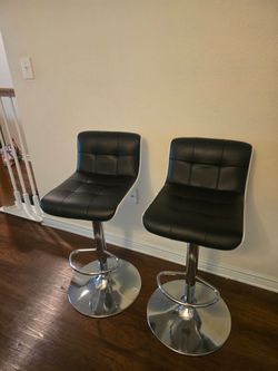 Set of 2 Black Faux Leather Bar Stools
