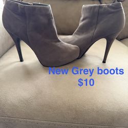 New Grey Suede Boots 