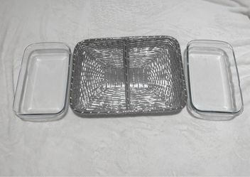 Glass Baking Dishes with Wicker Basket Carrier