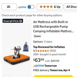 Air Mattress with Built-in USB Rechargeable Pump