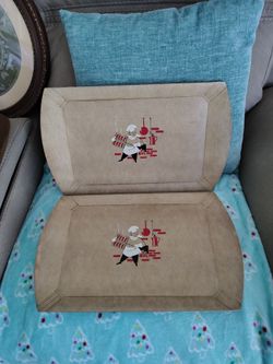 Pair of Vintage Fiber Board Serving Trays with MCM Chef  Graphic