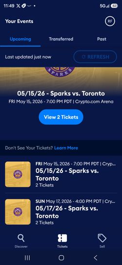 La sparks tickets two tickets