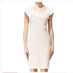 Reiss Heidi Fitted Wrap Dress Blush Cream Size 2