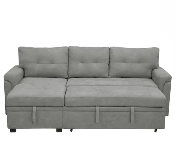 Gray, Velvet Modular Sectional Sofa Reversible Sectional Sleeper Pull Out Sectional Sofa Convertible Sofa with Chaise