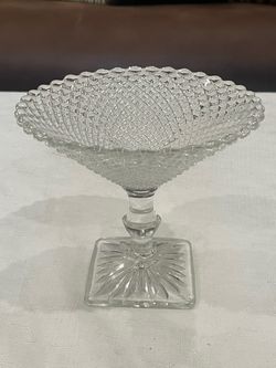 Clear glass English Hobnail pedestal dish compote by Westmoreland.