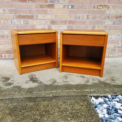 Pair Of Mid Century Danish Modern Teak Nightstands Vintage