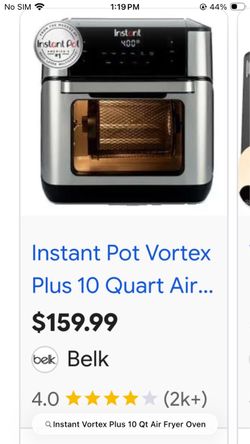 Instant Vortex Plus 10 Qt Air Fryer Oven $159 MSRP