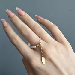 R314- New Unusual Design Pearl Tassel Open Ring!