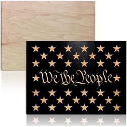 Wood Engraved DIY Unions for Rustic Flag Builds - We The People Design (Made in USA) (for 4 ft Flag Builds (14" x 19"), Black)