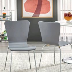 MODERN GRAY STACKABLE CHAIRS /SET OF 2