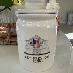 Rae Dunn Let Freedom Ring Canister