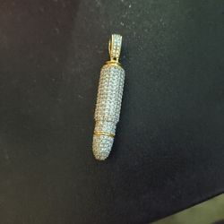 2.25 CT ROUND CUT DIAMOND 14KT YELLOW GOLD BULLET PENDANT 